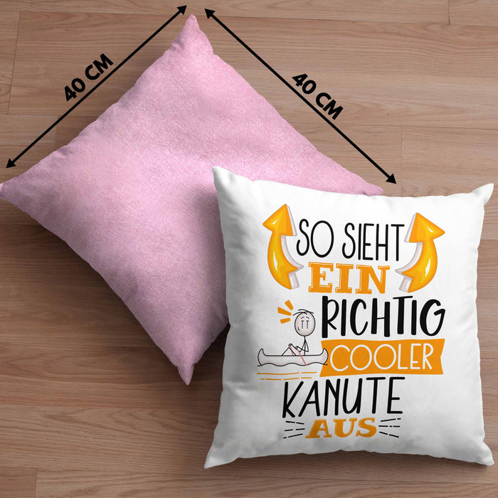 Kanute Kissen mit Füllung 40x40 Geschenk So Sieht Ein Richtig Cooler Kanute Aus Geschenkidee Spruch Lustig (Grau) Rosa Trendation