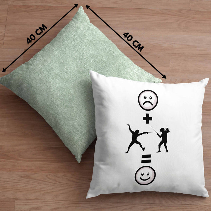 Fechten Kissen mit Füllung 40x40 Geschenk für Fechter :( + fechten = :) Lustige Geschenkidee Geburtstag (Grau) Grün Trendation