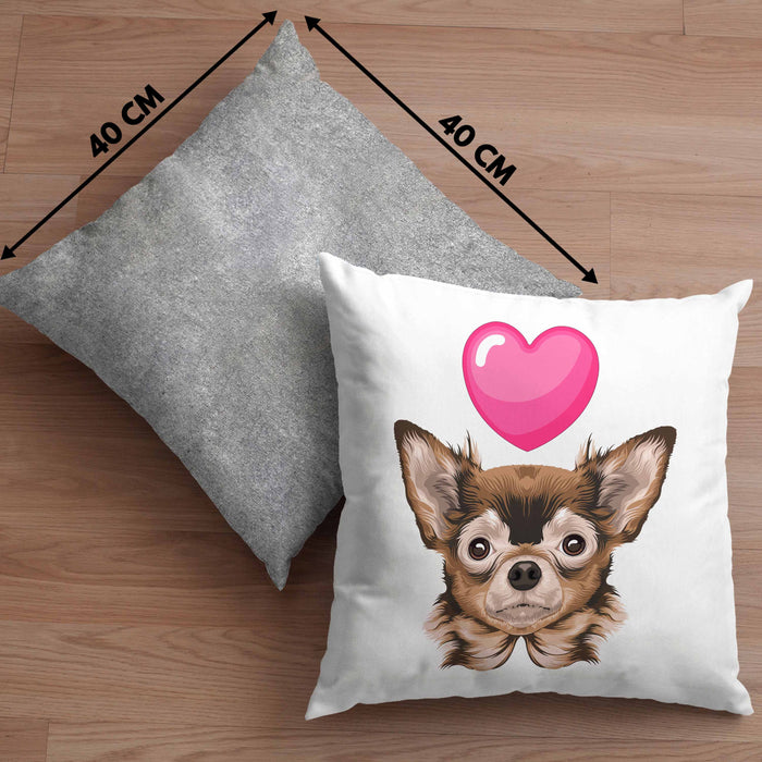 Chihuhahua Besitzer Kissen mit Füllung 40x40 Geschenk Chihuhahua Besitzer Geschenkidee Frauchen Herrchen (Grau) Grau Trendation