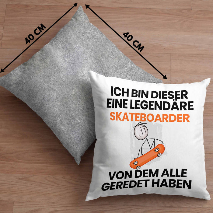Skateboarder Geschenk Kissen mit Füllung 40x40 Lustige Geschenkidee Geburtstag für Skateboarder Ich Bin Dieser Legendäre Skateboarder Von Dem Alle Geredet Haben (Grau) Grau Trendation