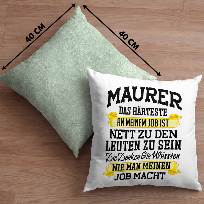 Maurer Kissen mit Füllung 40x40 Geschenk Mit Spruch Geschenkidee Lustig Männer Job Machen (Grau) Grün Trendation