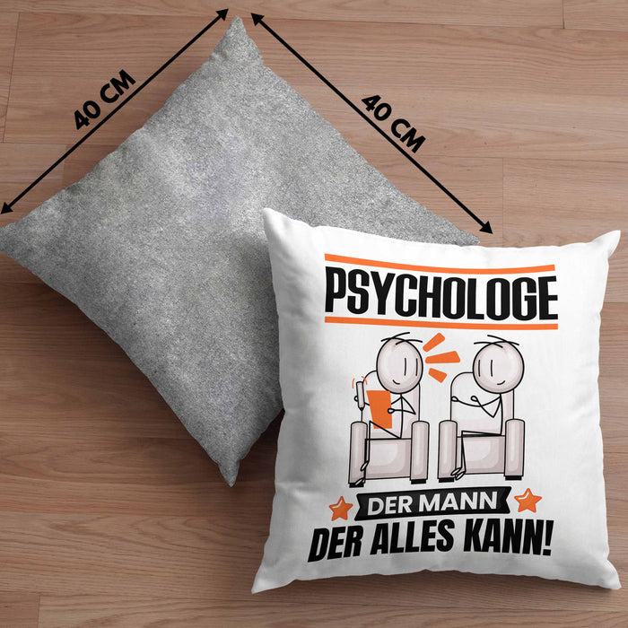 Psychologe Kissen mit Füllung 40x40 Geschenk für Psychologe Der Mann Der Alles Kann Geschenkidee zum Geburtstag (Grau) Grau Trendation