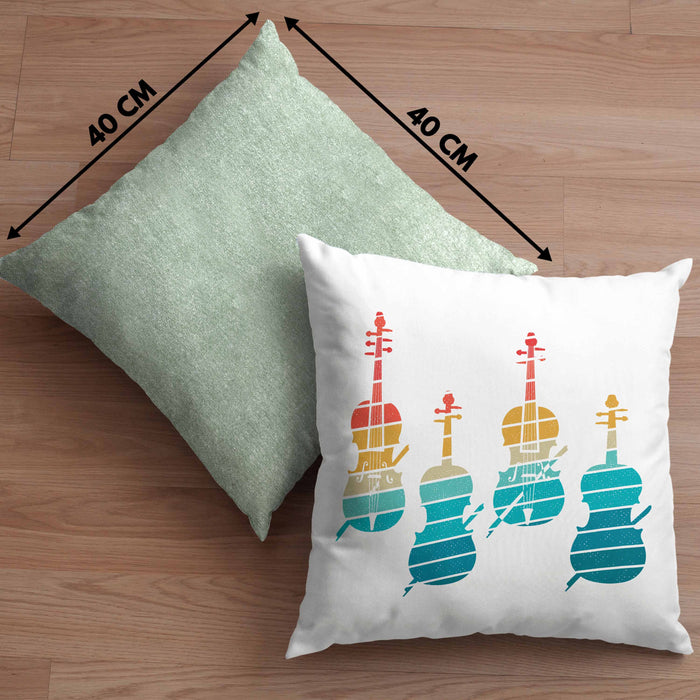 Geigenspieler Geschenk Kissen mit Füllung 40x40 Geigenspielerin Geigen Grafik Retro (Grau) Grün Trendation