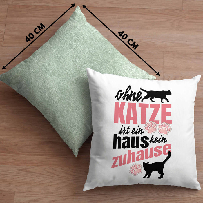 Katze Kissen mit Füllung 40x40 Katzenbesitzer Geschenk Katzen Geschenkidee Lustige Kissen mit Füllung 40x40 mit Spruch Kater Katzenmama (Grau) Grün Trendation