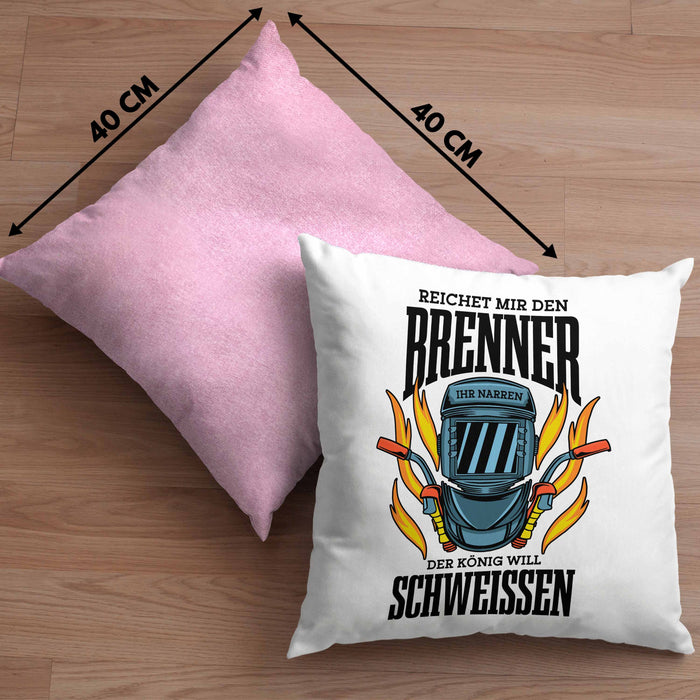 Schweißen Kissen mit Füllung 40x40 Geschenk Schmied Schweißer Geschenkidee Metallbauer (Grau) Rosa Trendation