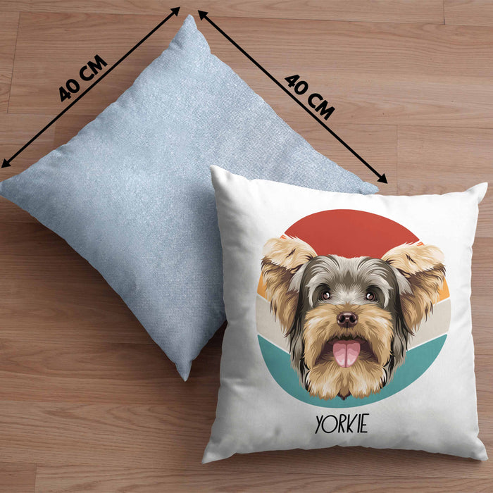 Yorkie Besitzer Kissen mit Füllung 40x40 Geschenk Lustiger Spruch Geschenkidee Yorkie Mama Papa (Grau) Blau Trendation