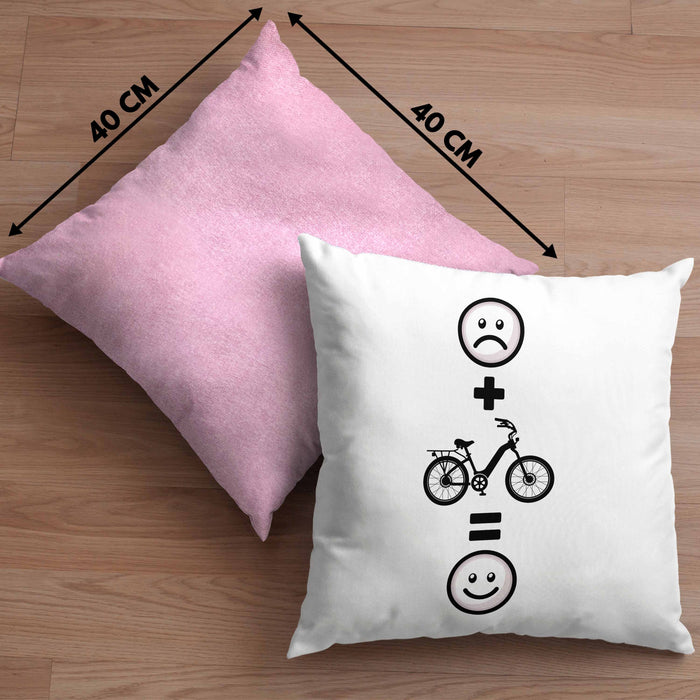 E-bike Kissen mit Füllung 40x40 Geschenk für E-Bike fahrer Geburtstag Lustige Geschenkidee :( + E-Bike = :) (Grau) Rosa Trendation