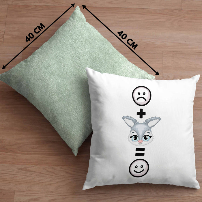 Kaninchen Kissen mit Füllung 40x40 Geschenk für Kaninchen Kanickel Hasen Besitzer Lustige Geschenkidee :( + Hase = :) Geburtstag (Grau) Grün Trendation