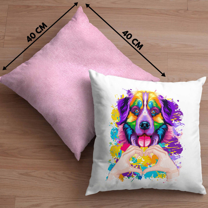 Berner Sennen Besitzer Farbe Love Kissen mit Füllung 40x40 Geschenk Lustiger Spruch Geschenkidee Berner Sennen Besitzerin (Grau) Rosa Trendation
