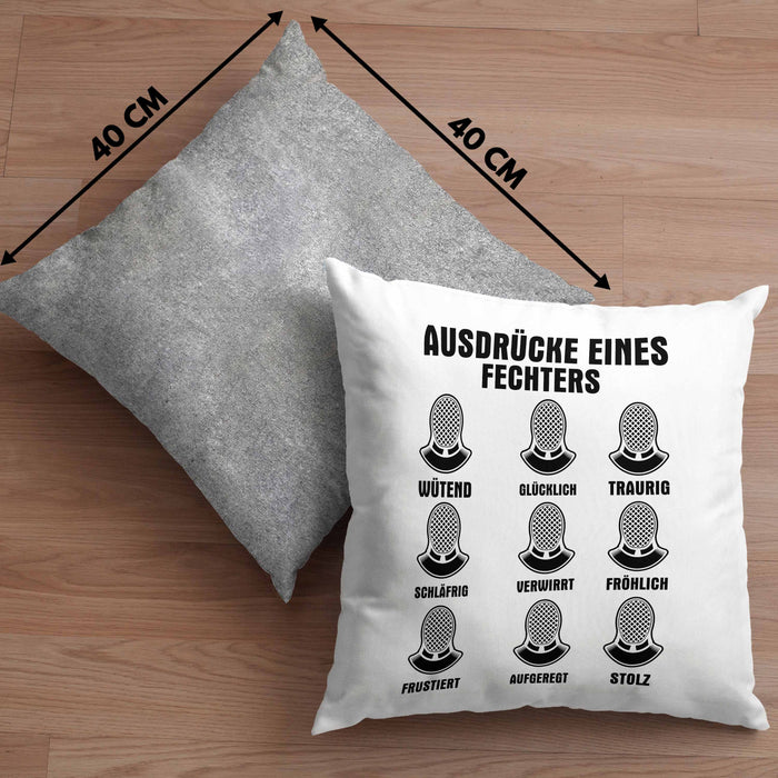 Fechter Geschenk Kissen mit Füllung 40x40 Geschenkidee Fechten Ausdrücke Eines Fechters Lustiger Spruch (Grau) Grau Trendation