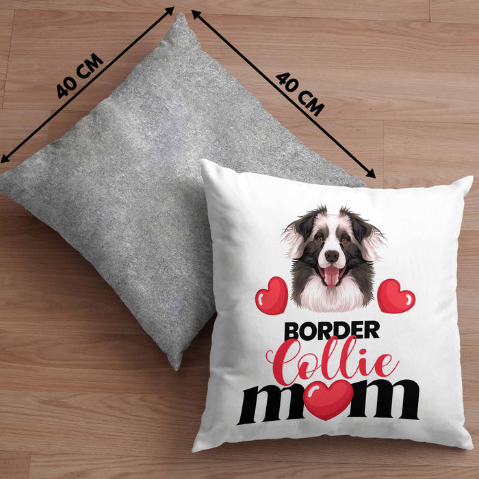 Border Collies Besitzer Mom Mama Kissen mit Füllung 40x40 Geschenk Lustiger Spruch Geschenkidee Border Collies Besitzerin (Grau) Grau Trendation