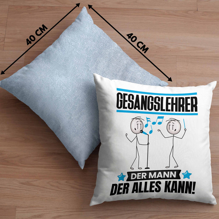 Gesangslehrer Kissen mit Füllung 40x40 Geschenk für Gesangslehrer Der Mann Der Alles Kann Geschenkidee zum Geburtstag (Grau) Blau Trendation
