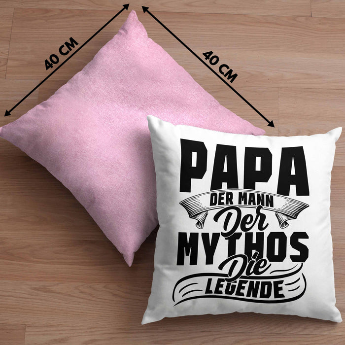 Papa Der Mann Der Mythos Die Legende Kissen mit Füllung 40x40 Vatertag Spruch Bester Papa Geschenkidee Vater (Grau) Rosa Trendation
