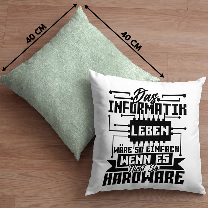 Informatiker Geschenk Kissen mit Füllung 40x40 Programmierer Coder Hardware Informatik IT (Grau) Grün Trendation