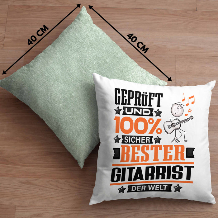 Gitarrist Geschenk Lustiger Spruch für Gitarrist Geschenkidee Bester Gitarrist Der WeltKissen mit Füllung 40x40 (Grau) Grün Trendation
