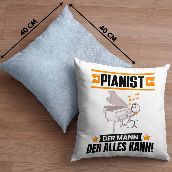 Pianist Kissen mit Füllung 40x40 Geschenk für Pianist Der Mann Der Alles Kann Geschenkidee zum Geburtstag (Grau) Blau Trendation