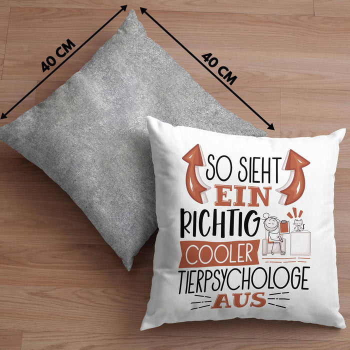 Tierpsychologe Kissen mit Füllung 40x40 So Sieht Ein Richtig Cooler Tierpsychologe Aus Geschenk Lustiger Spruch Geschenkidee (Grau) Grau Trendation