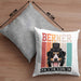 Berner Sennen Besitzer Kissen mit Füllung 40x40 Geschenk Lustiger Spruch Geschenkidee Retro Vinatge Berner Sennen (Grau) Grau Trendation