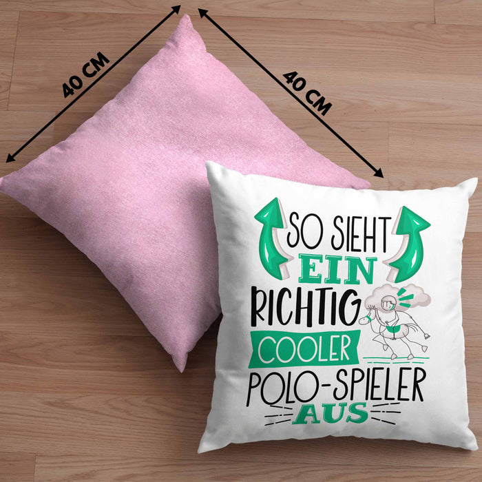 So Sieht Ein Richtig Cooler Polo-Spieler Aus Geschenk Kissen mit Füllung 40x40 Lustiger Spruch Geschenkidee (Grau) Rosa Trendation