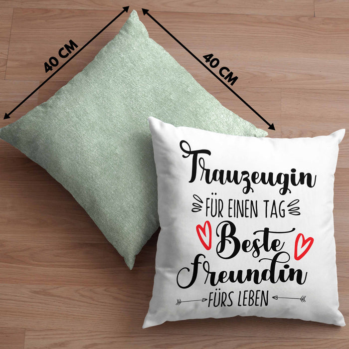 Trauzeugin Kissen mit Füllung 40x40 Geschenk Beste Freundin Überraschung Beste Trauzeugin Spruch Geschenkidee (Grau) Grün Trendation