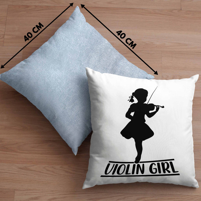 Geigenspieler Geschenk Kissen mit Füllung 40x40 Geigenspielerin Geigen Spruch Violin Girl (Grau) Blau Trendation