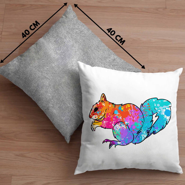 Bunte Eichhörnchen Kissen mit Füllung 40x40 Geschenk für Natur- und Tierwohlhaber (Grau) Grau Trendation