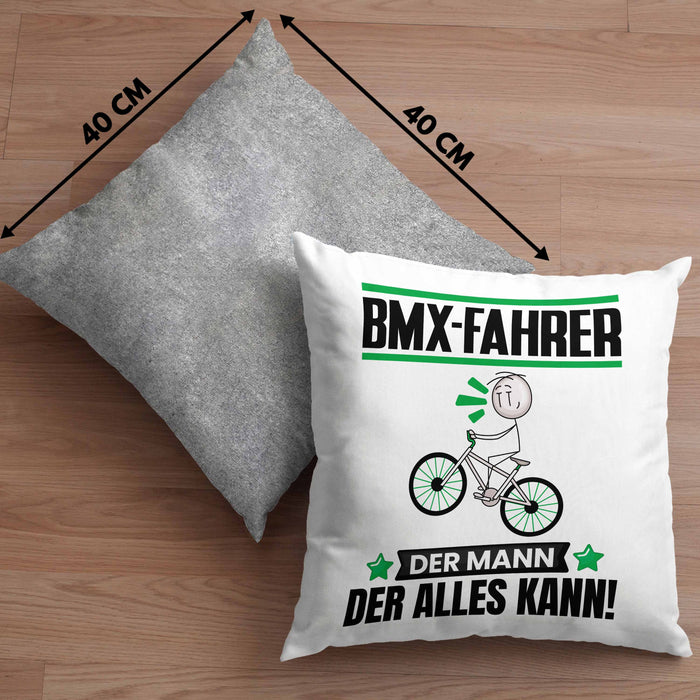 BMX-Fahrer Kissen mit Füllung 40x40 Geschenk für BMX-Fahrer Der Mann Der Alles Kann Geschenkidee zum Geburtstag (Grau) Grau Trendation