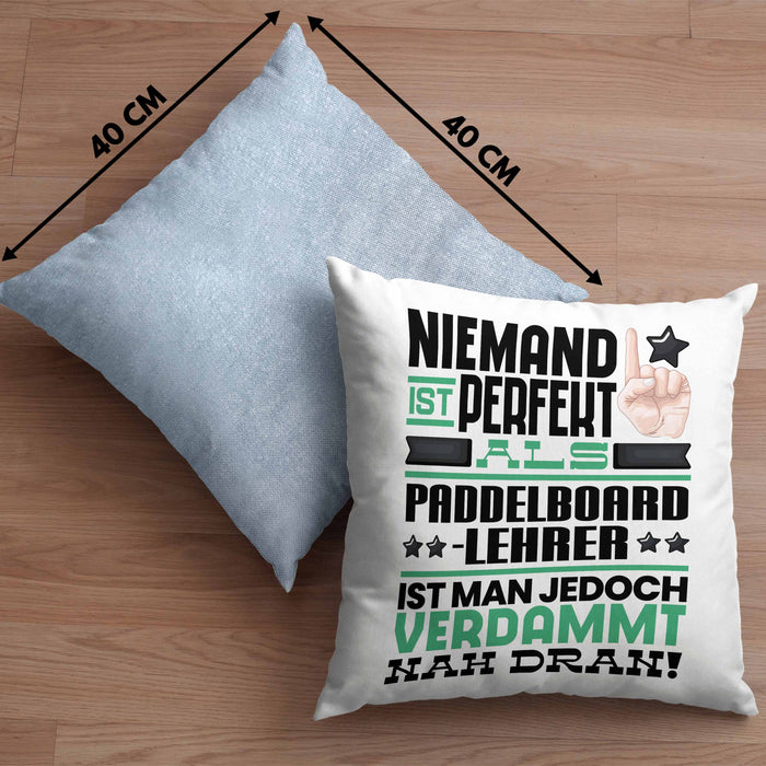 Paddelboard-Lehrer Geschenk Kissen mit Füllung 40x40 Lustige Geschenkidee für Paddelboard-Lehrer Geburtstag Niemand Ist Perfekt Aber Als Paddelboard-Lehrer Ist Man Nah Dran (Grau) Blau Trendation