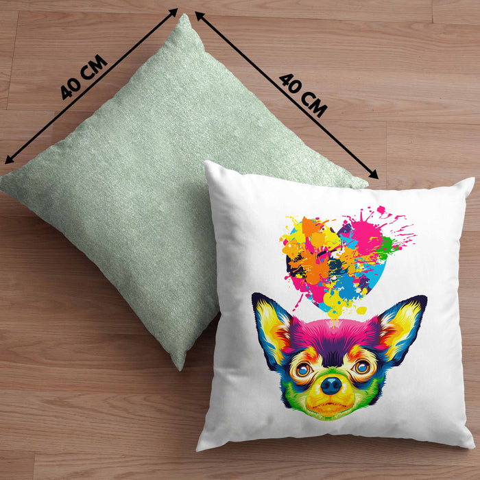 Chihuahua Herz Farbe Besitzer Kissen mit Füllung 40x40 Geschenk Lustiger Spruch Geschenkidee Chihuahua Liebhaber (Grau) Grün Trendation