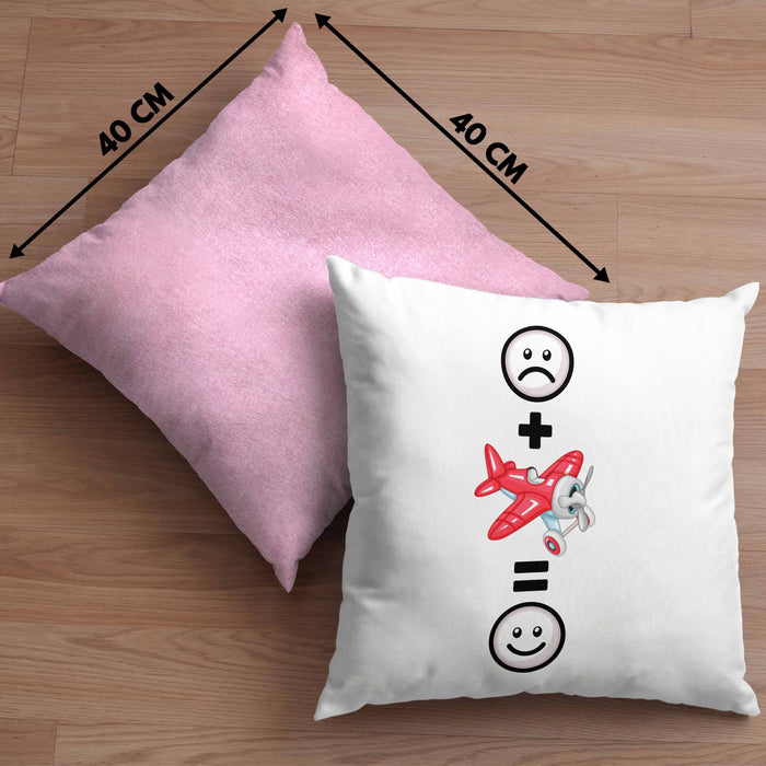 Kunstflugzeug Kissen mit Füllung 40x40 Geschenk für Kunstflieger Geburtstag Lustige Geschenkidee :( + Kunstflieger = :) (Grau) Rosa Trendation