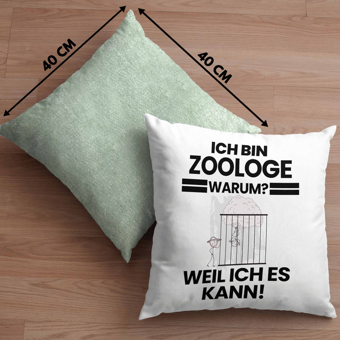 Zoologe Geschenk Kissen mit Füllung 40x40 Lustiger Spruch Ich Bin Zoologe Warum Weil Ich Es Kann Geschenkidee Bester Zoologe Geburtstag (Grau) Grün Trendation