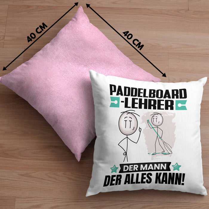 Paddelboard-Lehrer Kissen mit Füllung 40x40 Geschenk für Paddelboard-Lehrer Der Mann Der Alles Kann Geschenkidee zum Geburtstag (Grau) Rosa Trendation