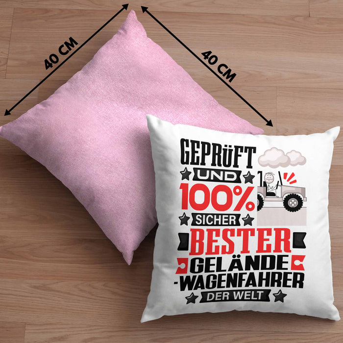 Geländewagenfahrer Geschenk Lustiger Spruch für Geländewagenfahrer Geschenkidee Bester Geländewagenfahrer Der WeltKissen mit Füllung 40x40 (Grau) Rosa Trendation