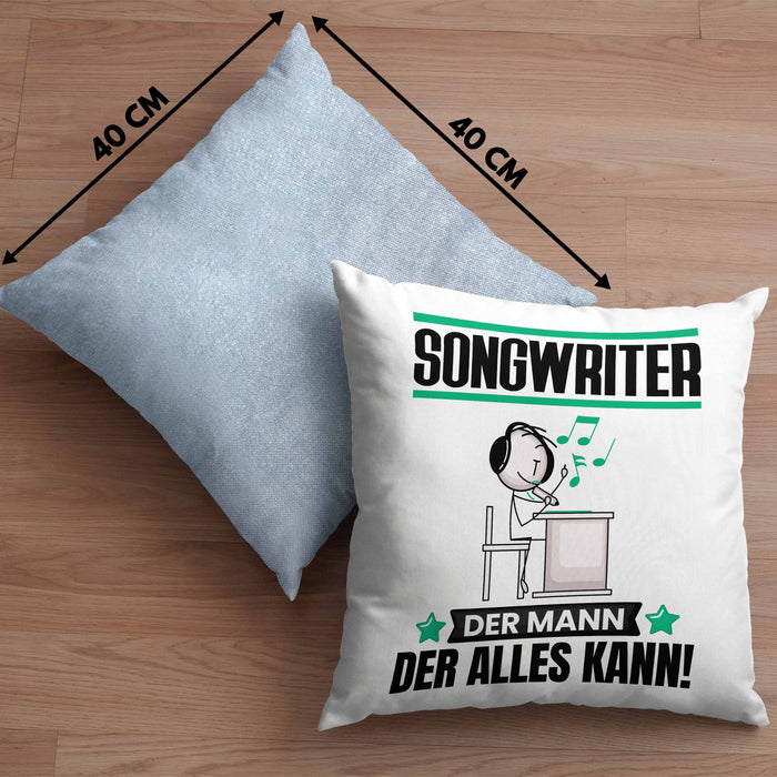 Songwriter Kissen mit Füllung 40x40 Geschenk für Songwriter Der Mann Der Alles Kann Geschenkidee zum Geburtstag (Grau) Blau Trendation