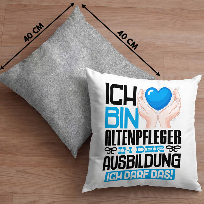 Altenpfleger Ausbildung Kissen mit Füllung 40x40 Geschenk Ich Bin Altenpfleger In Der Ausbildung Ich Darf Das Geschenkidee Spruch (Grau) Grau Trendation