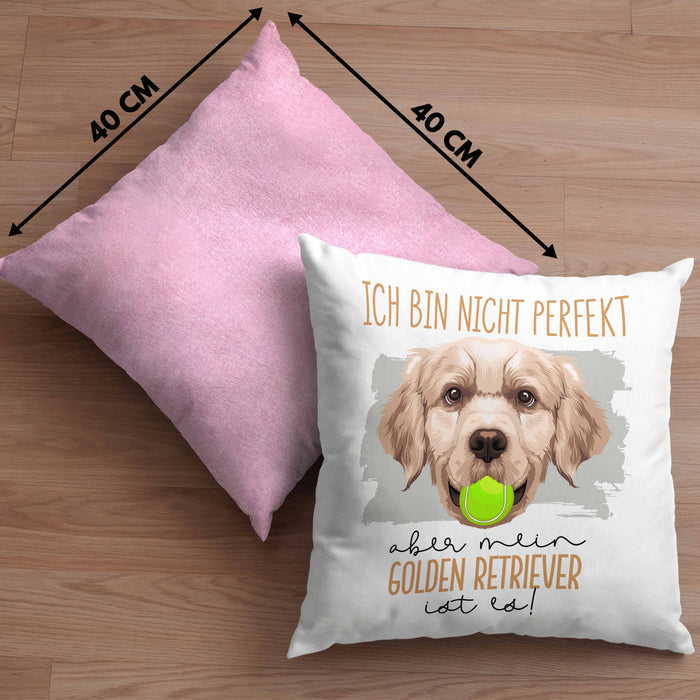 Golden Retriever Besitzer Kissen mit Füllung 40x40 Geschenk Lustiger Spruch Geschenkidee Besitzerin Ich Bin Nicht toll Aber Mein Golden Retriever Ist Es (Grau) Rosa Trendation