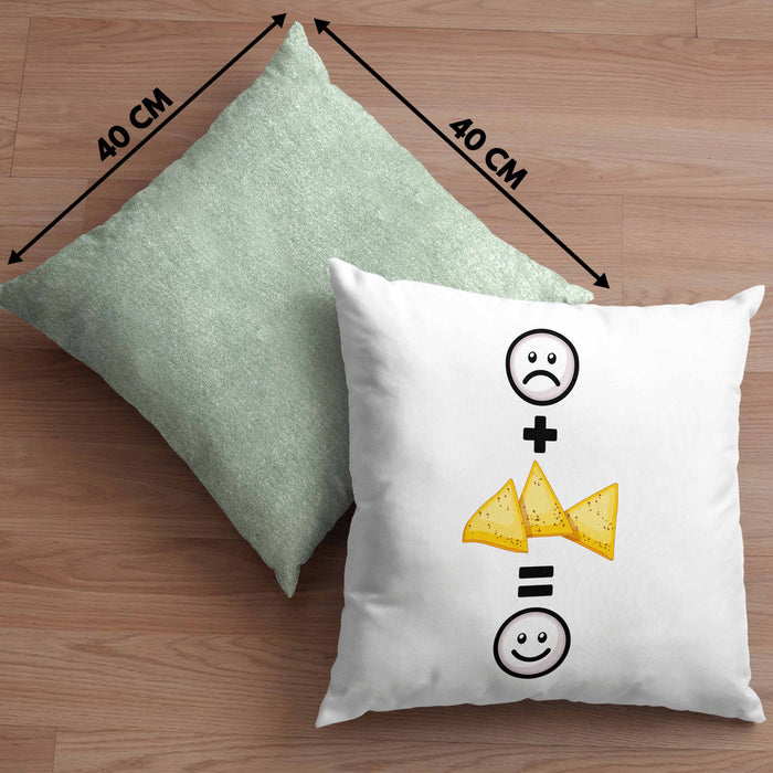 Nachos Kissen mit Füllung 40x40 Geschenk für Nacho-Liebhaber Lustige Geschenkidee :( + Nachos = :) Geburtstag (Grau) Grün Trendation