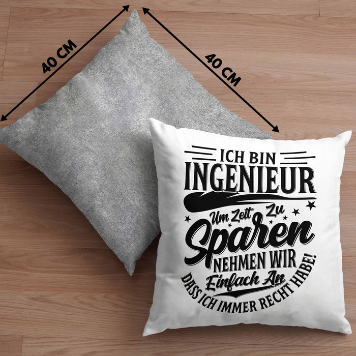 Ingenieur Kissen mit Füllung 40x40 Geschenk Geschenkidee Sprüche Ingenieurswesen Geschenkidee Spruch (Grau) Grau Trendation