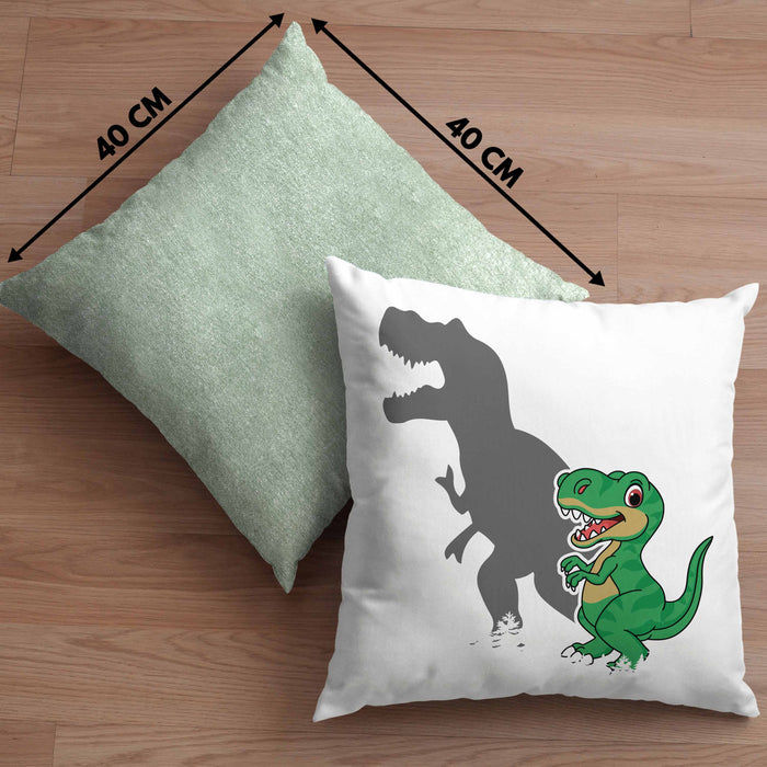 T-Rex Kissen mit Füllung 40x40 Geschenk Schatten Dinosaurier-Liebhaber Geschenkidee Jungs Geburtstag (Grau) Grün Trendation