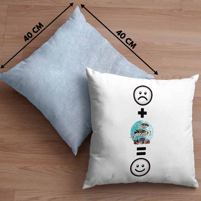 Fisch Kissen mit Füllung 40x40 Geschenk für Aquaristen Aquarium :( + Fische = :) Lustige Geschenkidee Geburtstag (Grau) Blau Trendation