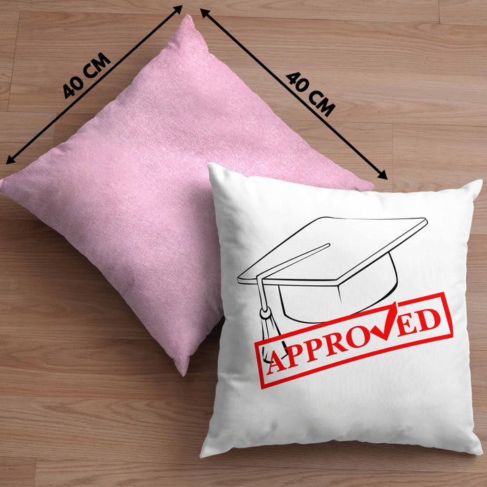 Lustige Kissen mit Füllung 40x40 für Doktor, Master und Bachelor - Das tolle Geschenk für Absolventen Approved (Grau) Rosa Trendation