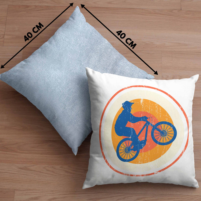Moutainbike Geschenk Kissen mit Füllung 40x40 Mountainbiker Geschenkidee Kinder Männer Accessories Grafik MTB ler (Grau) Blau Trendation