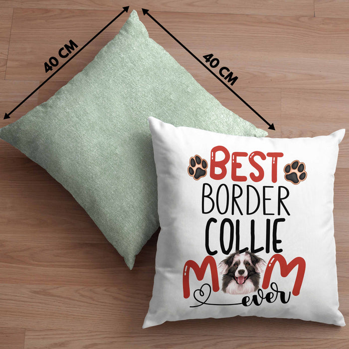 Border Collies Mom Besitzerin Kissen mit Füllung 40x40 Geschenk Lustiger Spruch Geschenkidee Besitzerin Border Collies Mama (Grau) Grün Trendation