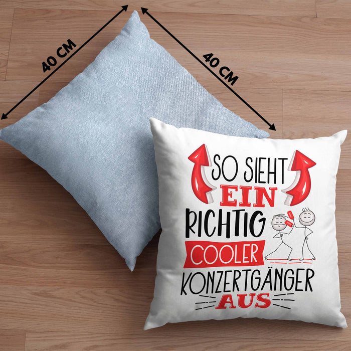 So Sieht Ein Richtig Cooler Konzertgänger Aus Geschenk Kissen mit Füllung 40x40 Lustiger Spruch Geschenkidee (Grau) Blau Trendation