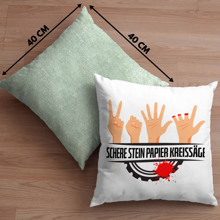 Schere Kreissäge Kissen mit Füllung 40x40 Geschenk Holzarbeiter Geschenkidee Schreiner (Grau) Grün Trendation