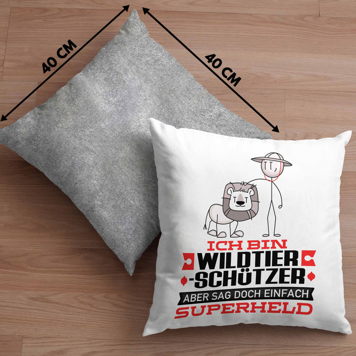 Wildtierschützer Geschenk Kissen mit Füllung 40x40 Ich Bin Wildtierschützer Aber Sag Doch Einfach Superheld Lustige Geschenkdiee für Wildtierschützer (Grau) Grau Trendation