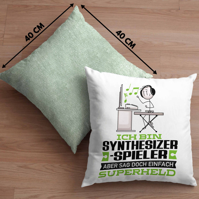 Synthesizer-Spieler Geschenk Kissen mit Füllung 40x40 Ich Bin Synthesizer-Spieler Aber Sag Doch Einfach Superheld Lustige Geschenkdiee für Synthesizer-Spieler (Grau) Grün Trendation
