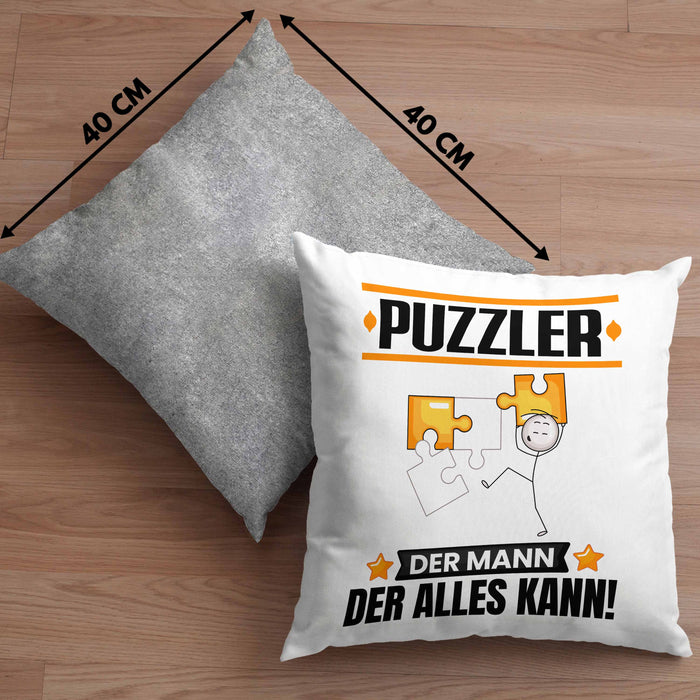 Puzzler Kissen mit Füllung 40x40 Geschenk für Puzzler Der Mann Der Alles Kann Geschenkidee zum Geburtstag (Grau) Grau Trendation