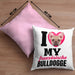 Französische Bulldogge Besitzerin Kissen mit Füllung 40x40 Geschenk Lustiger Spruch Geschenkidee I Love My Französische Bulldogge (Grau) Rosa Trendation