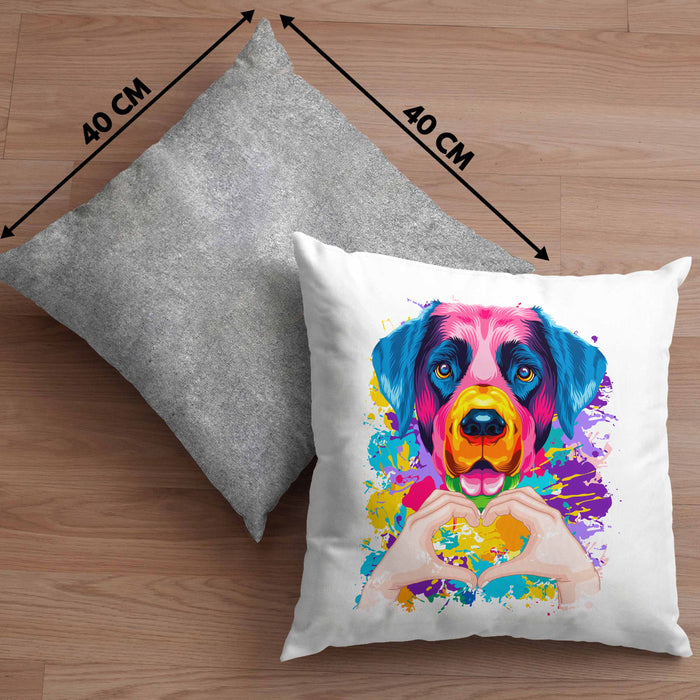 Labrador Besitzer Farbe Love Kissen mit Füllung 40x40 Geschenk Lustiger Spruch Geschenkidee Labrador Besitzerin (Grau) Grau Trendation